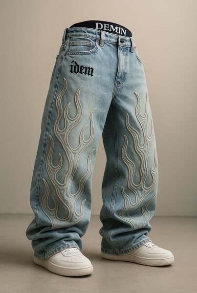Jeans larges avec motifs