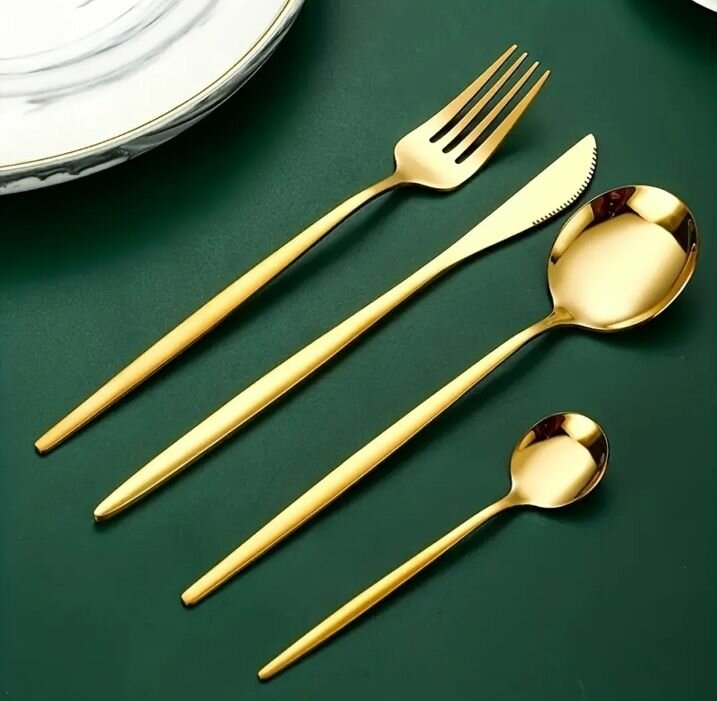 Portuguese tableware Set of Golden Stainless Steel