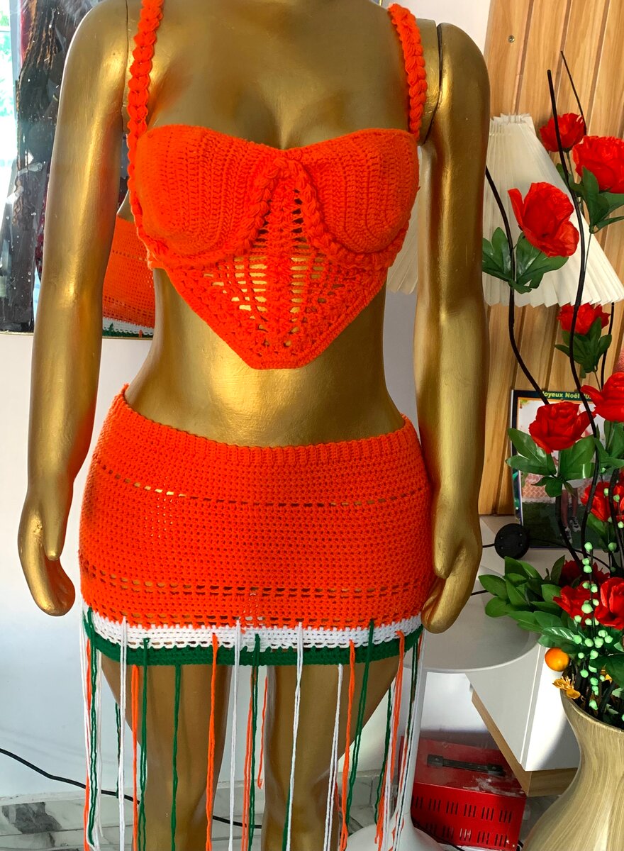Robe crochet orange sexy