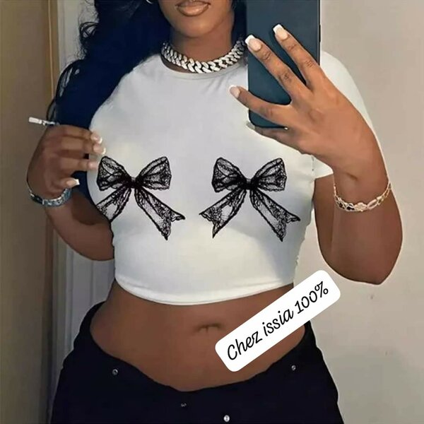 Trendy Bow Design Crop Top