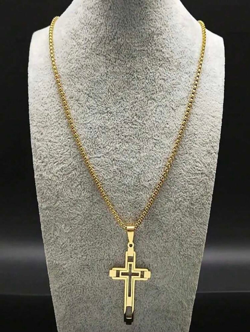 Collier croix doré élégant