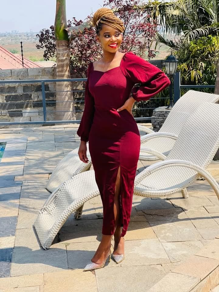 Long sleeves red dress