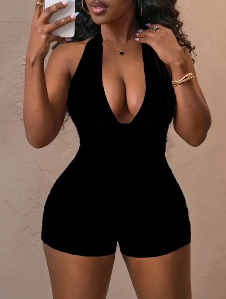 Combishort noir élégant femme