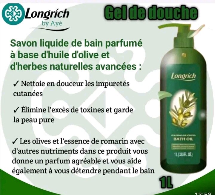 Huile de bain à l'olive Longrich