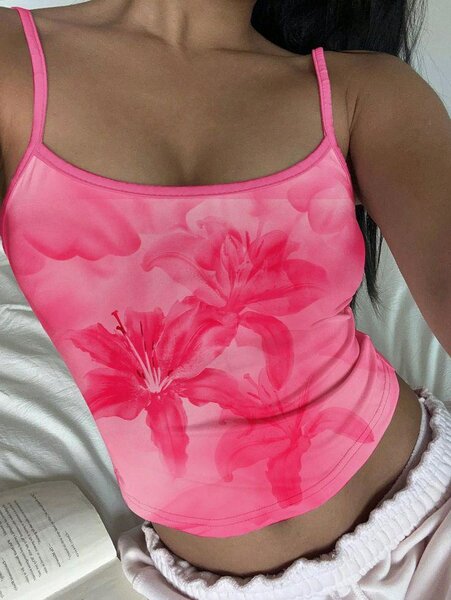 Top fleuri rose pour femme