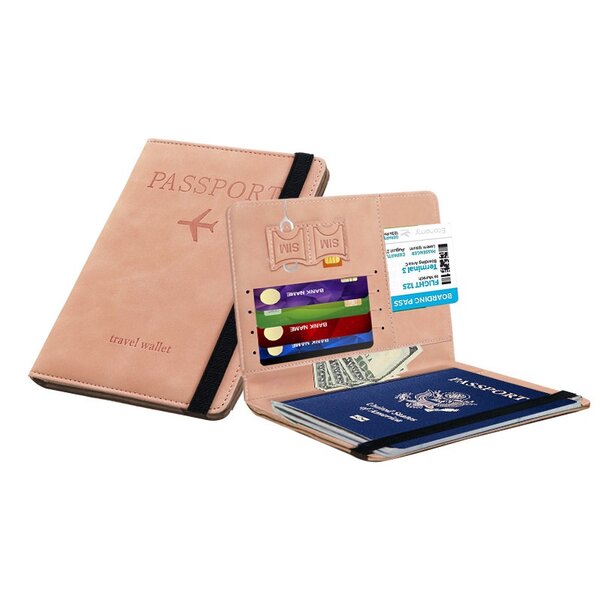 Etui passeport en cuir PU Rose