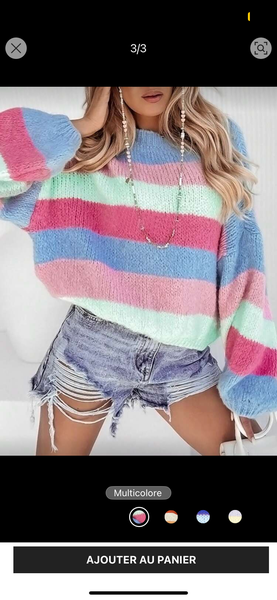 Pull rayé multicolore
