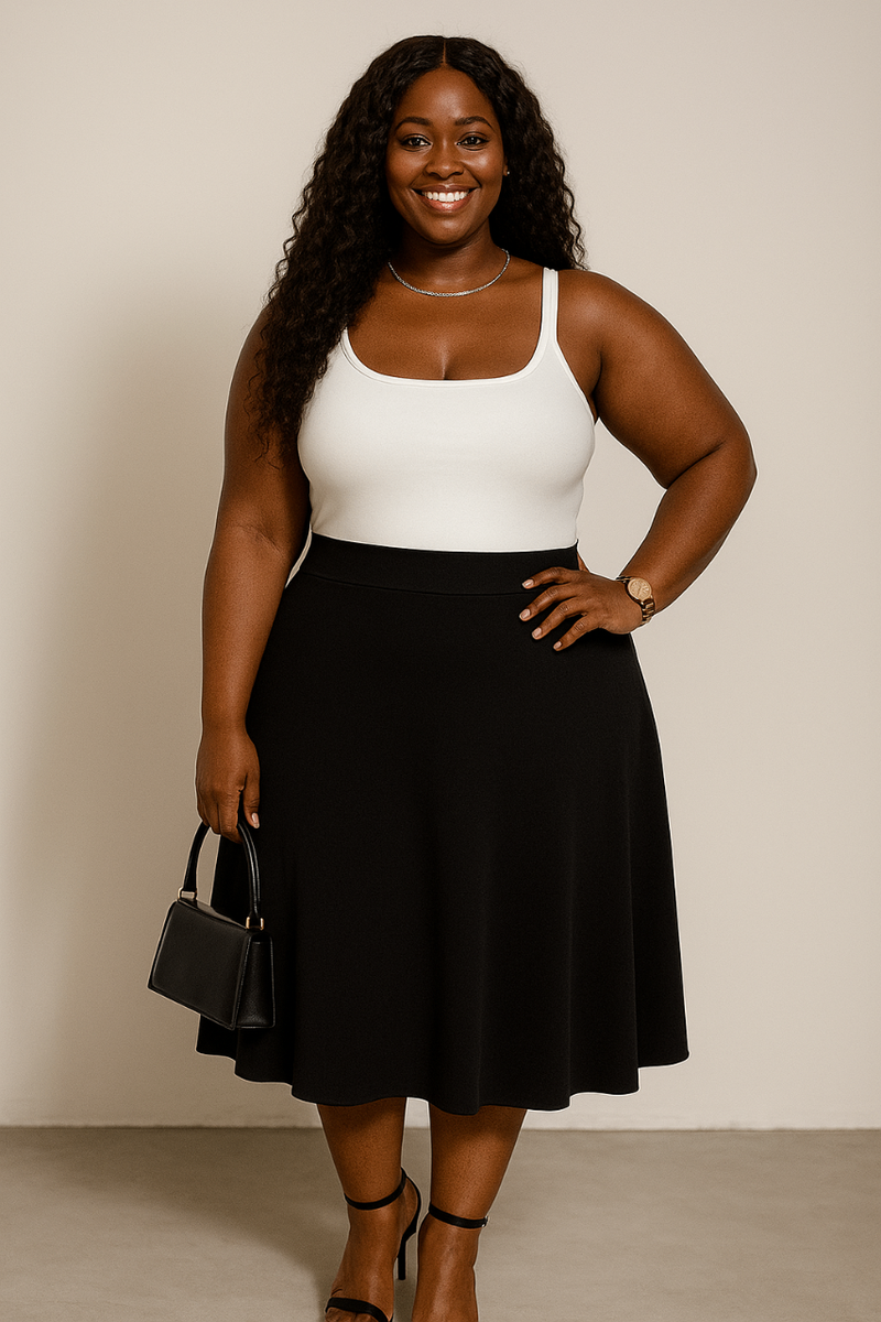 Jupe noire taille haute élégante