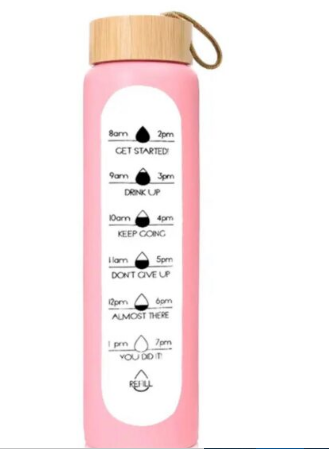 1Litre Wide Mouth Portable Bamboo Lid Borosilicate Glass Water Bottle