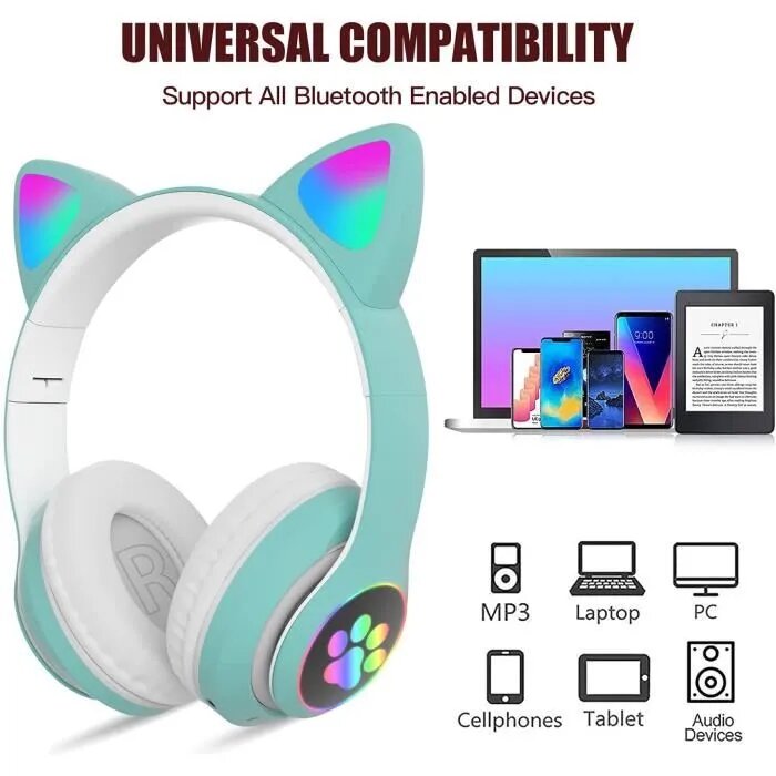 Casque Sans Fil LED Oreilles Chat