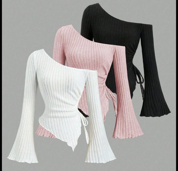 Top asymétrique à manches évasées