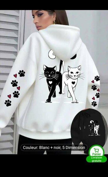 Sweat à Capuche Chats Amoureux