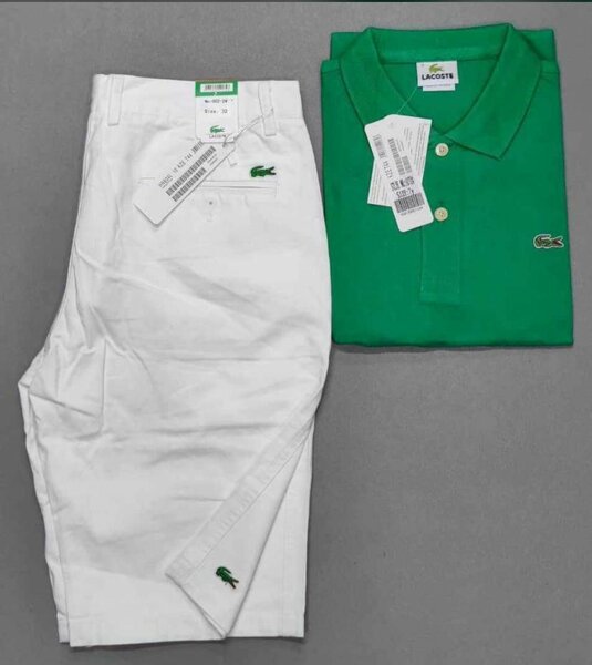 Polo Vert et Short Blanc Lacoste
