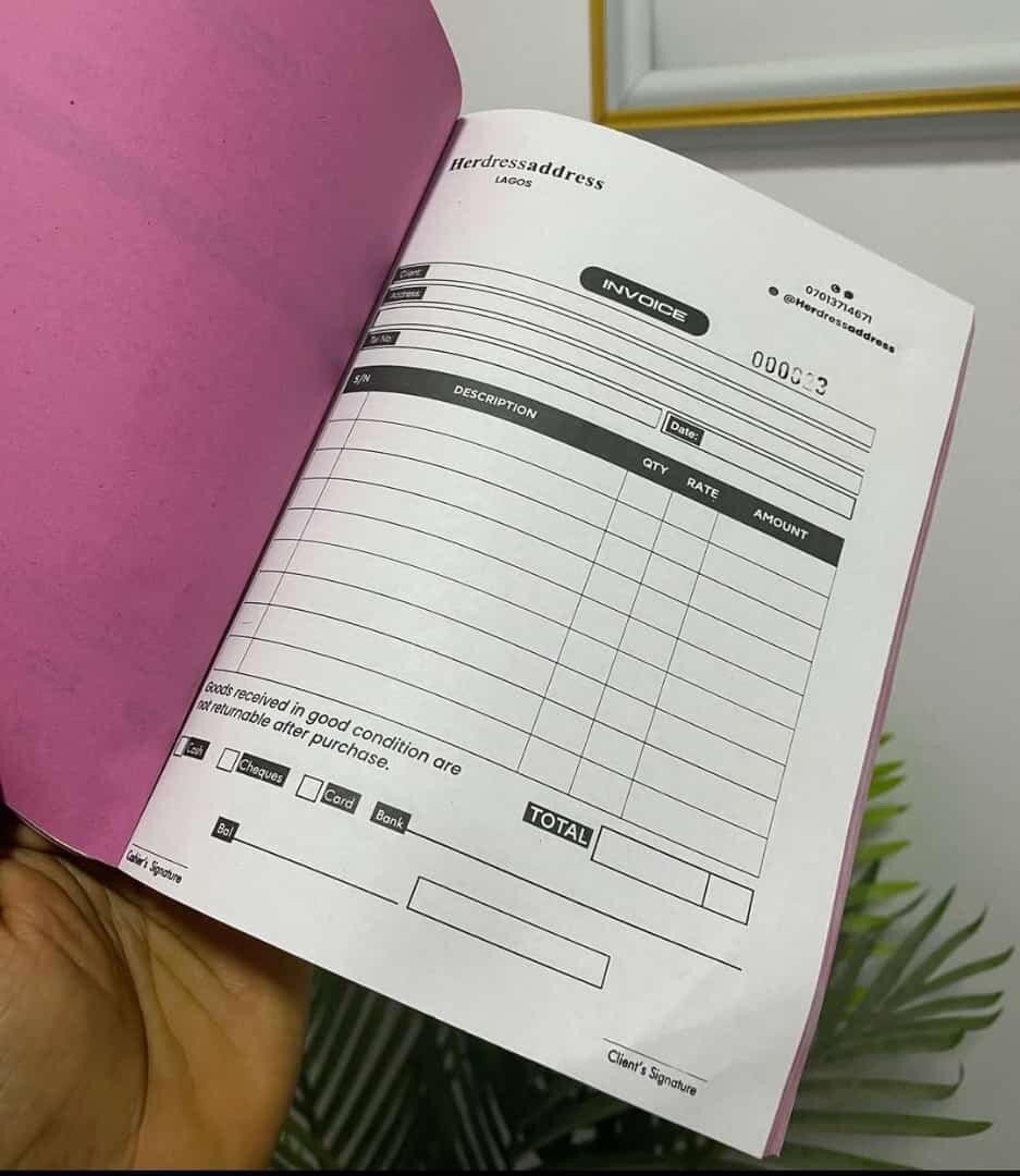 Customized Receipt Book