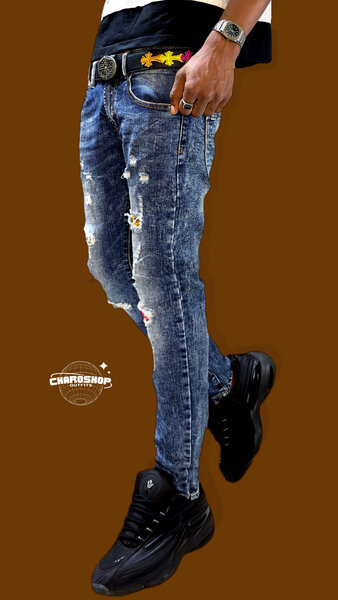 Jeans slim avec broderie