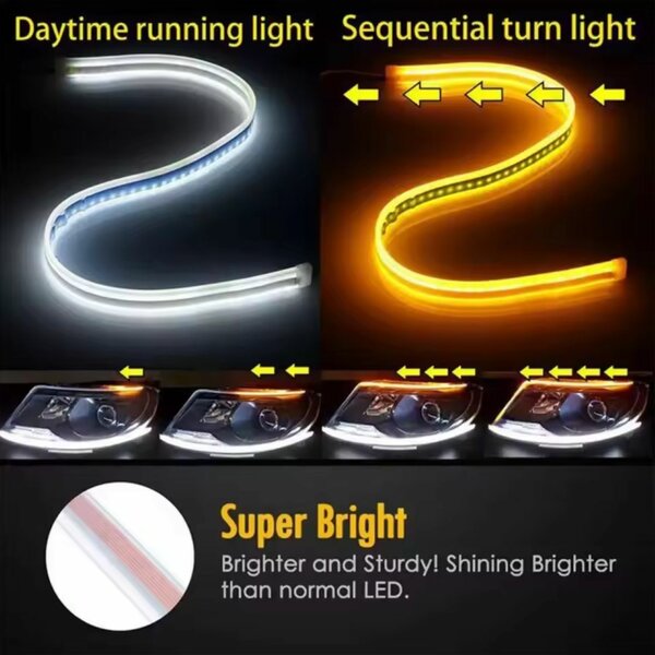 Feu de course LED DRL pour voiture, bande Flexible