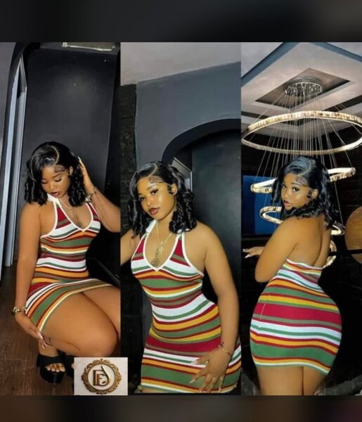 Robe moulante rayée multicolore