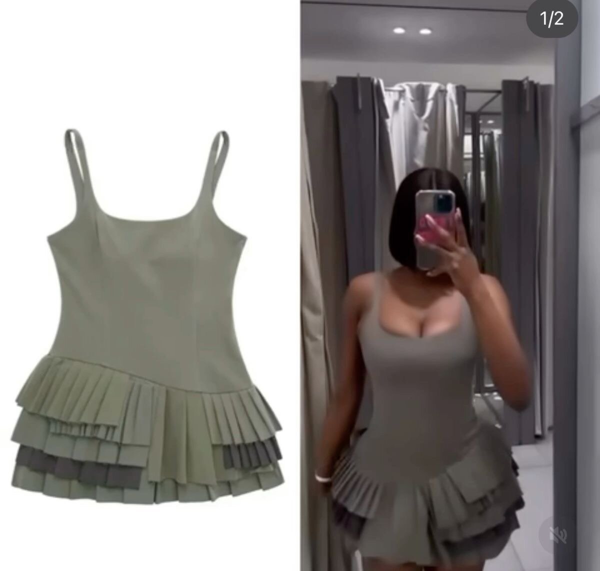 Army green mini dress