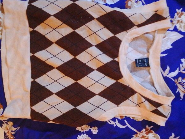 Pull sans manches à losanges