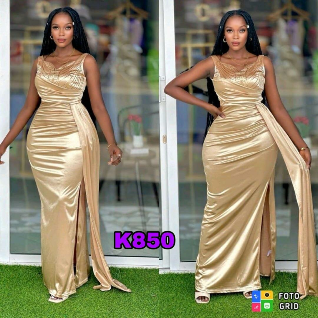 Stylish and high-quality women's long dress color gold