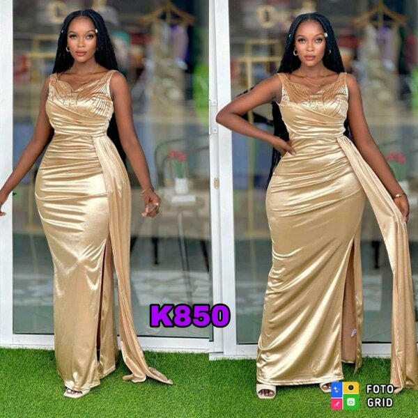 Stylish and high-quality women's long dress color gold