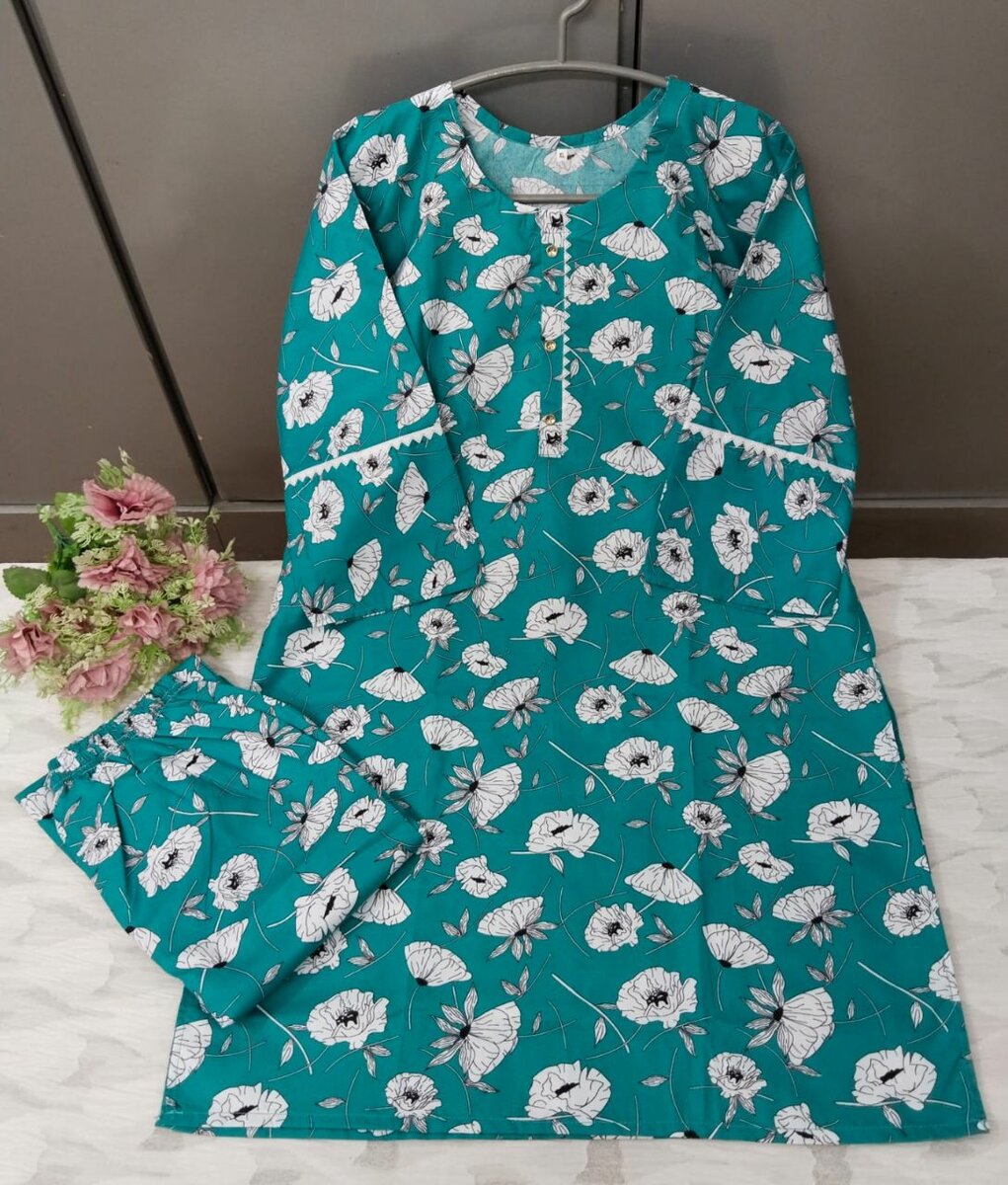 Cotton lawn mix stitched 2pc dc free