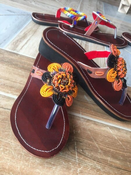 Beadede  wedge slippers