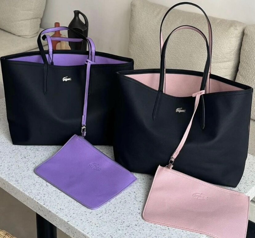 Cabas réversible Lacoste noir