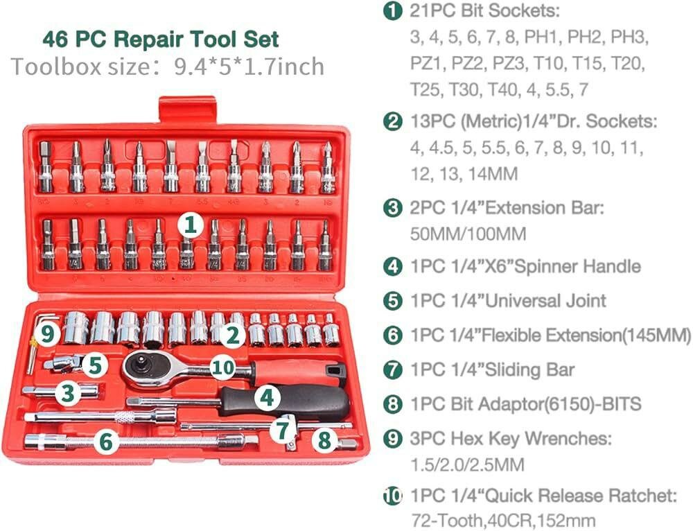 Ensemble d'Outils 46 PCS