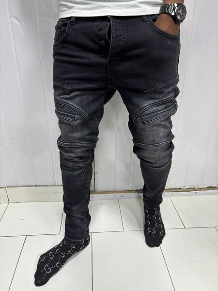 Jean moto homme noir