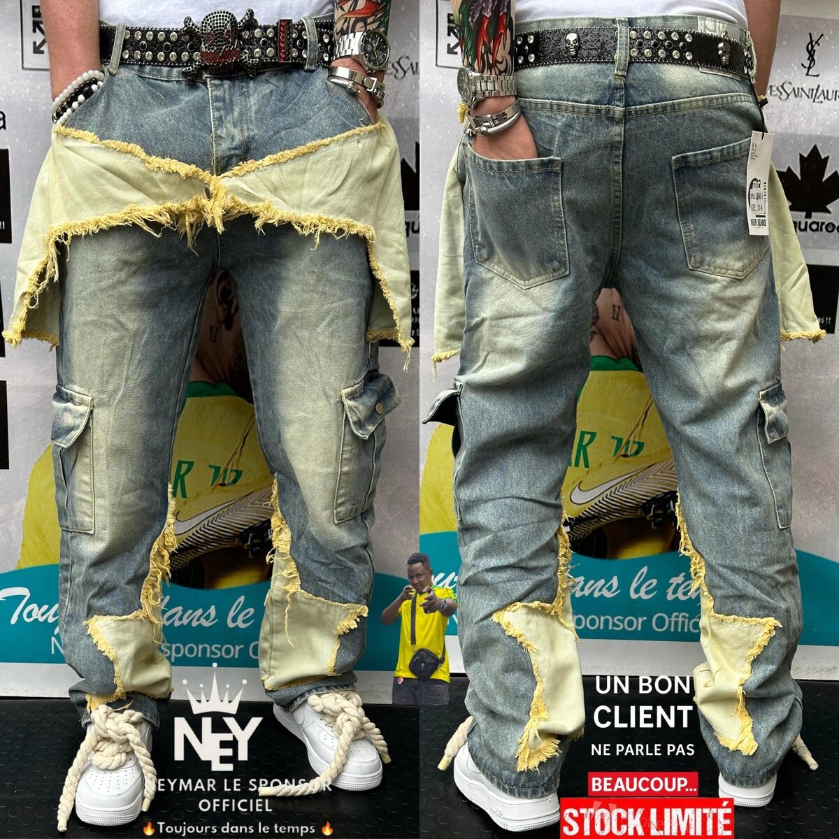 Jeans cargo déchirés homme