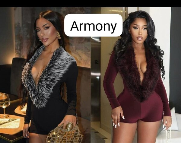 Combinaison Armony à col en fausse fourrure