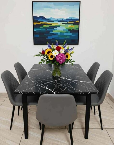 Table salle à manger marbre noir