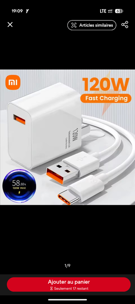 Chargeur rapide Xiaomi 120W