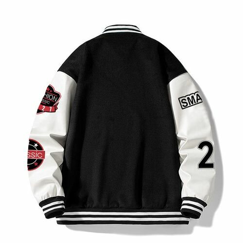 Official Store ASHION Unisex Black & White Varsity Jacket -