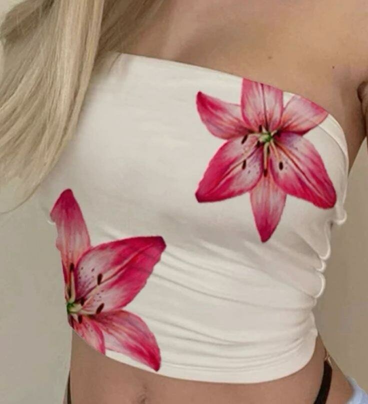 Top bandeau fleuri femme