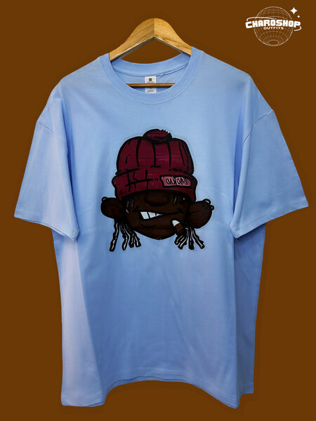 T-shirt bleu graphique