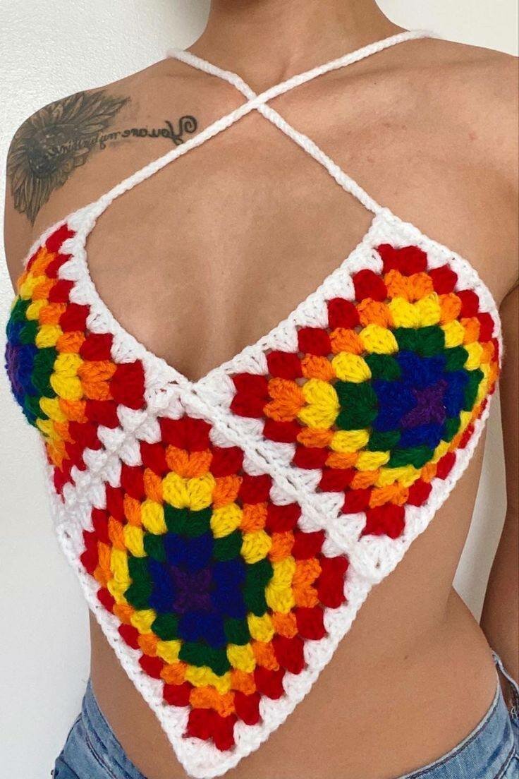 Haut crochet bohème coloré