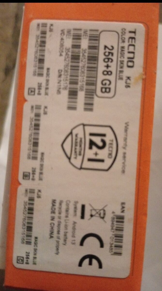 TECNO KJ6 Smartphone 256 Go