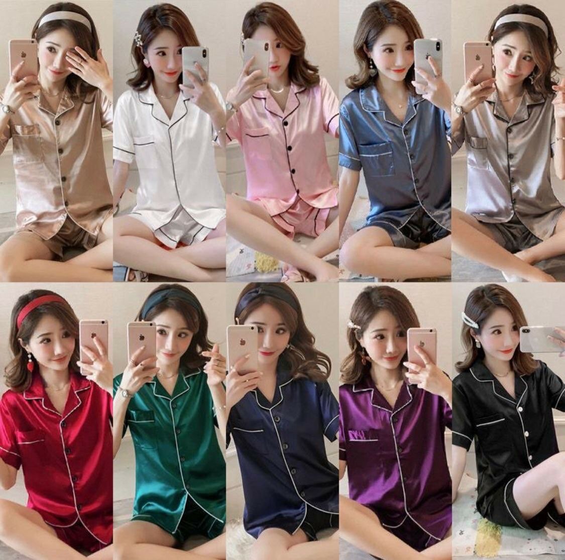 Pyjamas culotte en soie(Couple)