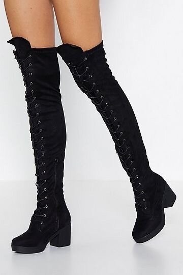 Lace up thigh high boots