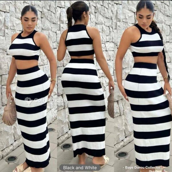 Ensemble rayé noir et blanc