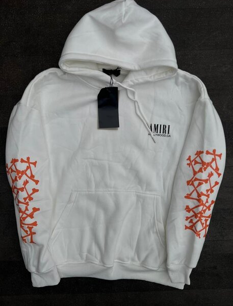 Pull à capuche blanc imprimé