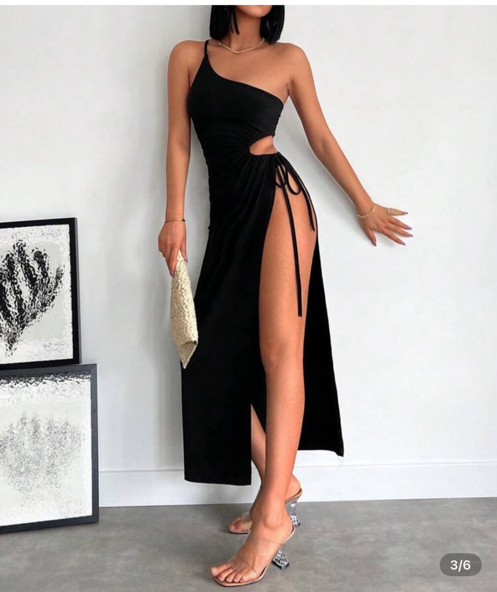 Robe Élégante Asymétrique Noire