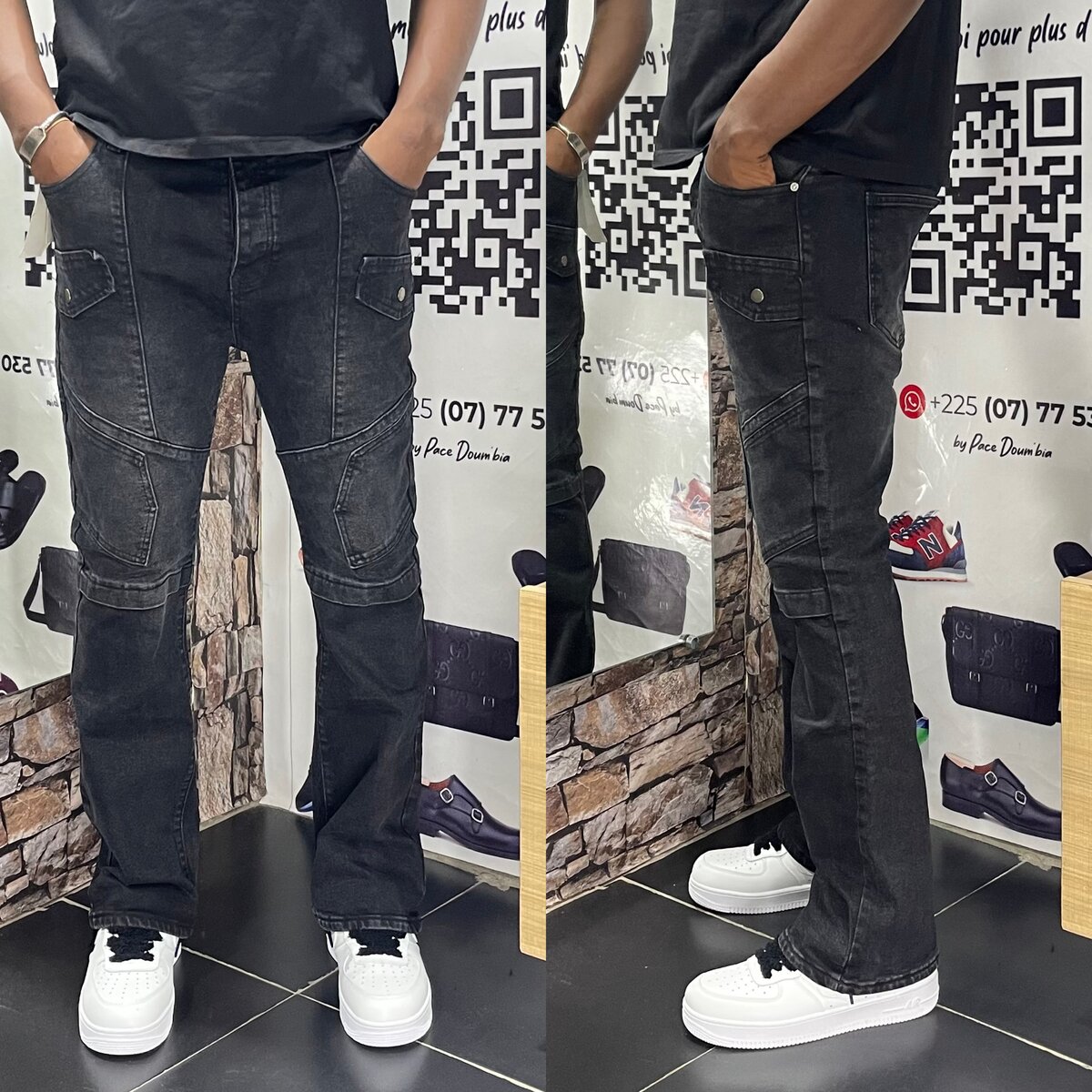 Jean cargo noir tendance