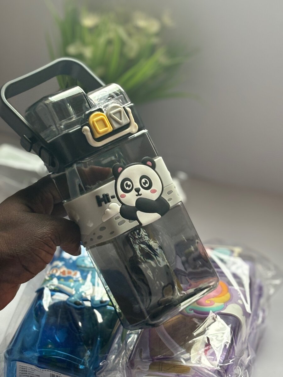 Double straw water bottle