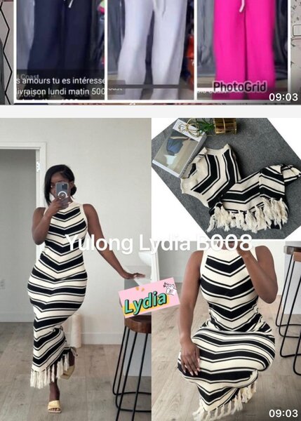 Robe à rayures avec franges