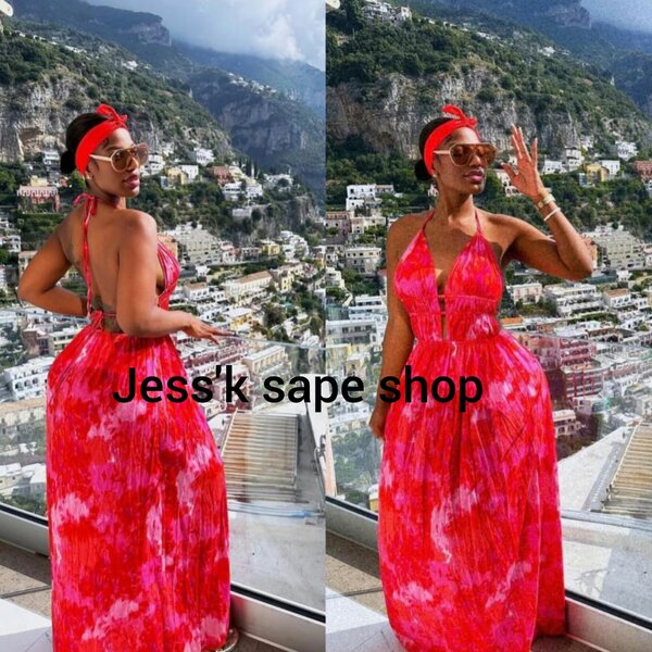 Robe longue d'été rouge