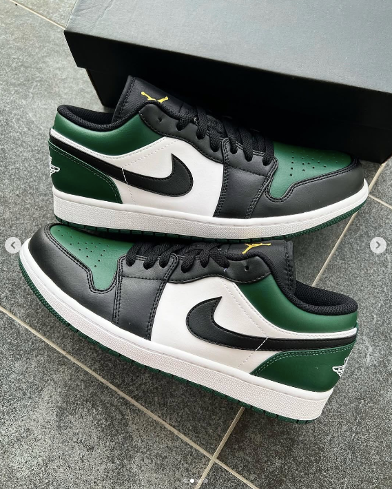 Кроссовки Air Jordan 1 low зеленый,черный,белый