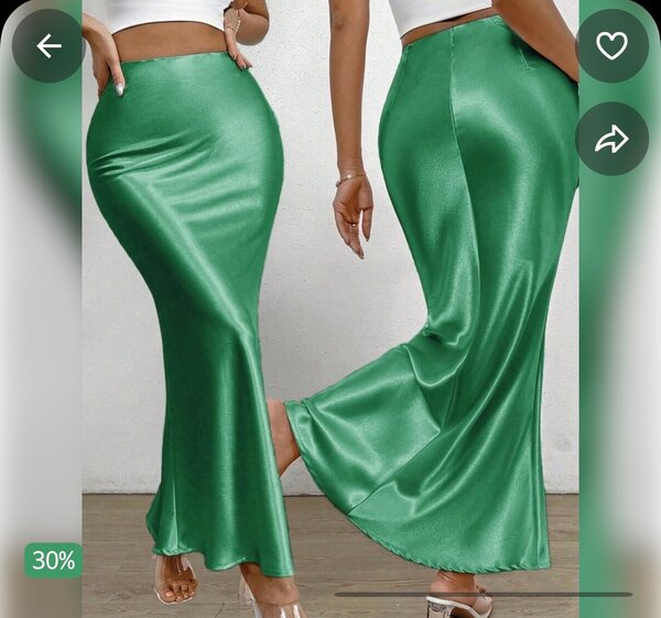 Jupe verte en satin pour femme